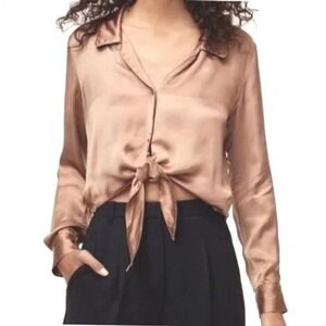 New! Aritzia Wilfred Peaufiner‎ pink prima prima Rose dusty pink cupro blouse S